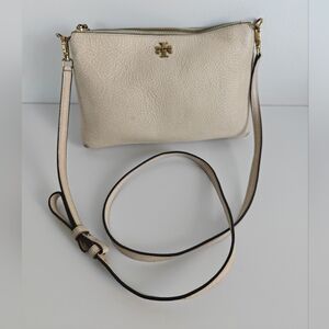 Tory Burch Small Kira Pebbled cream Leather Gold Hardware crossbody